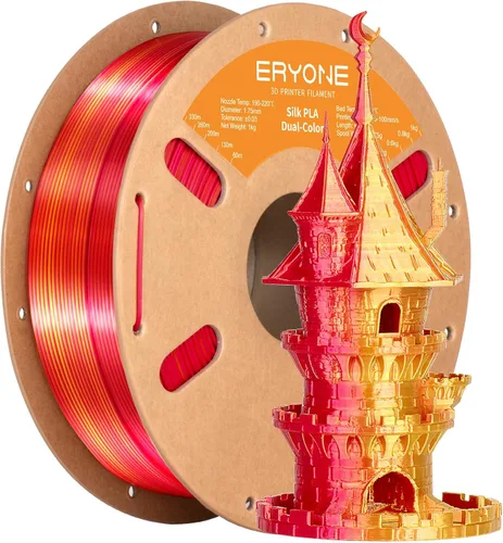 Miniatura 63 de ERYONE Filamento de ácido poliláctico (PLA) de seda bicolor para impresora 3D, de 1.75 mm +/- 0.03 mm, carrete de cartón de 1 kg (2.2 libras)