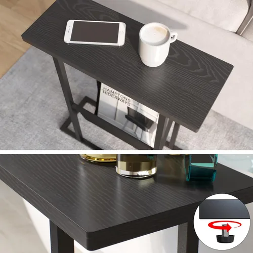 Miniatura 8 de Yusong - Mesa auxiliar estrecha para espacios pequeños, mesa auxiliar pequeña con soporte para revistas, mesa delgada y estrecha para sala de estar