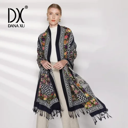 Miniatura 2 de DANA XU 100 Pure Wool Large Size Scarf Pashminas Shawls And Wraps For Women