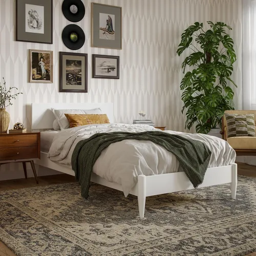 Miniatura 23 de AFI, Aria - Cama de plataforma moderna de perfil bajo de madera maciza, tamaño individual, color caramelo claro