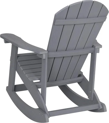 Miniatura 11 de Flash Furniture Savannah - Mecedora Adirondack de madera de poliresina, poliestireno gris para todo tipo de clima, herrajes de acero inoxidable