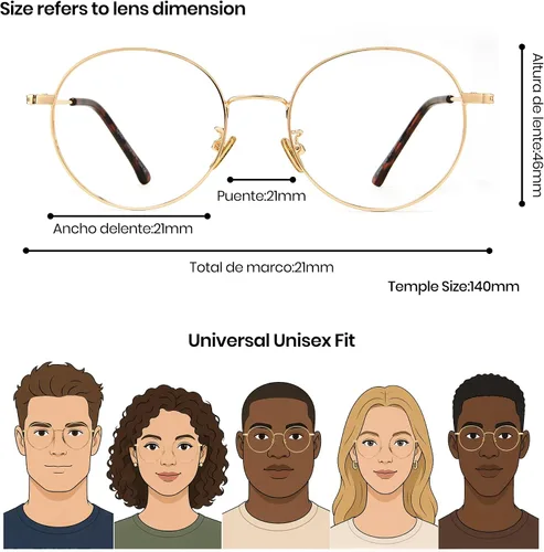 Miniatura 5 de Cyxus Gafas Redondas con Bloqueo de Luz Azul para Hombres y Mujeres, Marco de Alambre, Ultraligeras, Cómodas, para Oficina, Computadora