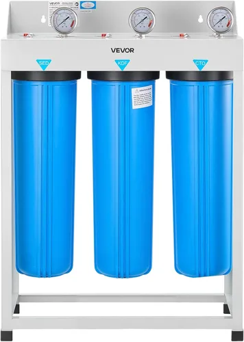 Miniatura 9 de VEVOR Sistema de filtro de agua para toda la casa, 3 etapas, sedimento, KDF, CTO Filtro purificador de agua para el hogar de 4.5 x 20 pulgadas que