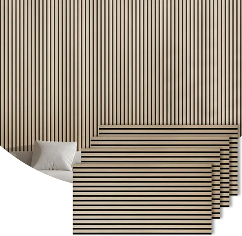 Miniatura 11 de Paquete de 2 paneles acústicos de pared, paneles de pared insonorizados de listones de madera de 47.2 x 23.6 x 0.75 pulgadas, panel de amortiguación