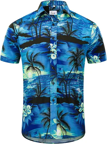 Miniatura 2 de EUOW - Camisa hawaiana de manga corta para hombre, con botones, de verano, para playa