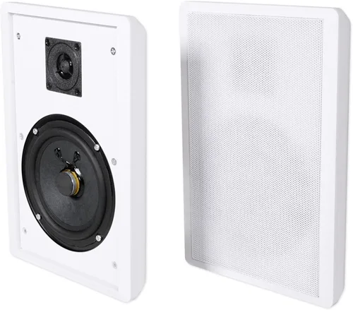 Rockville 2 RockSlim Blanco Altavoces de Cine en Casa de 13,3 cm, 240w, Montaje en Pared, Altavoces delgados Fáciles