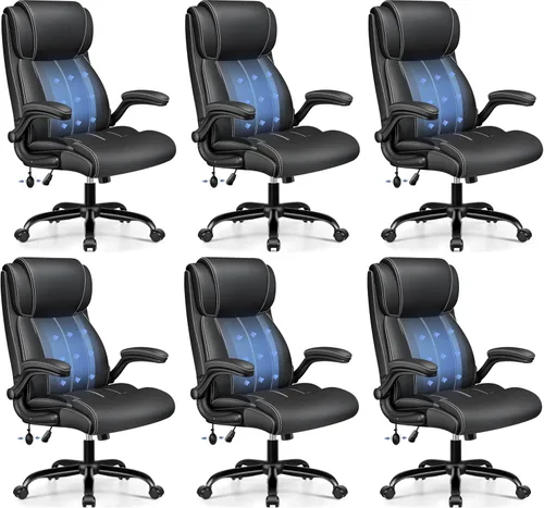 Miniatura 14 de BESTFAIR Silla de Oficina Ergonómica - Silla de Escritorio para Computadora, Sillas Ejecutivas de Cuero con Respaldo Alto, Soporte Lumbar Ajustable
