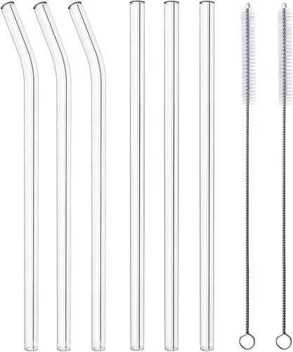 YAOSHENG Pajitas de vidrio reutilizables, 8.4 pulgadas x 0.315 in, pajitas transparentes para batidos, bebidas congeladas, batidos, té de burbujas.
