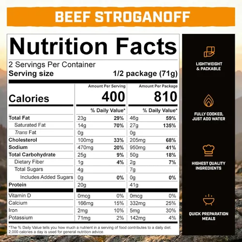 Miniatura 2 de Peak Refuel Beef Stroganoff Alimentos liofilizados para mochileros y campamentos Sabor increíble Alto en proteínas Carne real Comidas