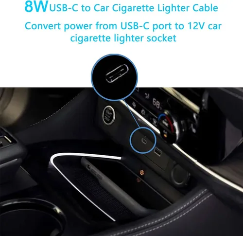 Miniatura 4 de CERRXIAN Cable de alimentación USB C macho a 12V 8W para encendedor de cigarrillos, cable de alimentación para Dash Cam, GPS, tiras de luz LED
