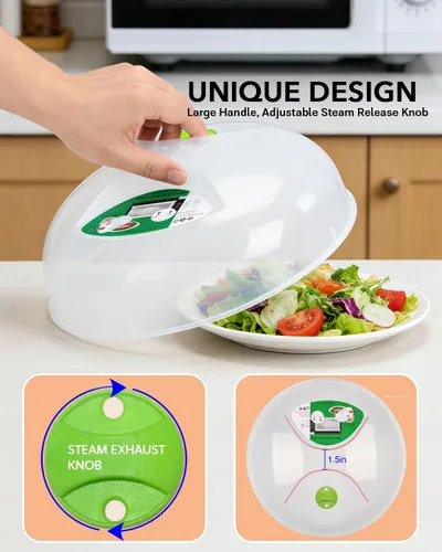 Miniatura 4 de Cubierta para salpicaduras de microondas, cubierta de microondas para alimentos, cubierta grande para placa de microondas con rejillas