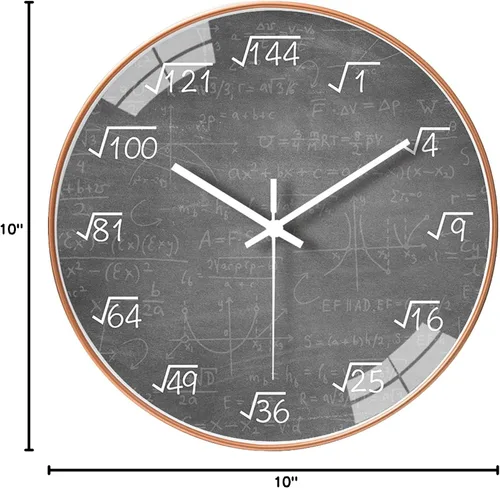 Miniatura 8 de QINFIEY - Reloj de pared de matemáticas de 10 pulgadas, silencioso y sin tictac, movimiento de cuarzo de calidad, reloj de pared para oficina