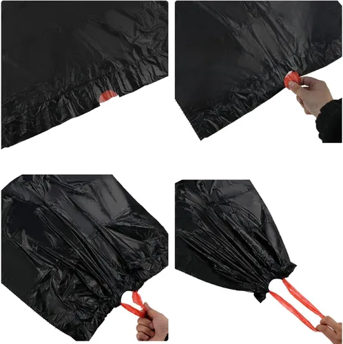 Miniatura 6 de Begale Bolsas de basura con cordón de 6 galones, bolsas de basura negras con cordón pequeño, 115 bolsas de basura sin desgarro