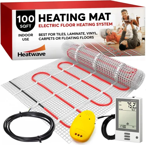 Miniatura 12 de Heatwave Sistema eléctrico de suelo calefactable de 10 pies cuadrados 120 V 1 Amp 120 W Sistema de calefacción eléctrica por suelo radiante