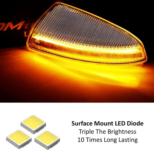 Miniatura 3 de iJDMTOY Kit de montaje de luces intermitentes con lente semirransparente y secuencial dinámica, intermitente/flujo lateral para espejo lateral