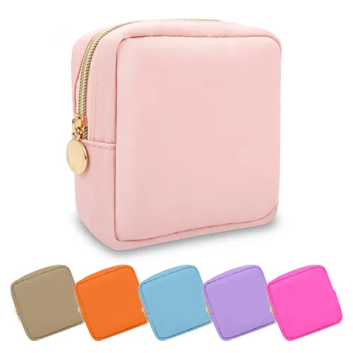 Miniatura 49 de Estuche pequeño para lápices y maquillaje para bolso, lindo estuche de lápices, bolsa de pinceles de maquillaje de nylon con cremallera, estuche