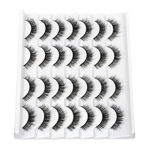 Miniatura 225 de Pooplunch - Pestañas postizas finas de visón sintético, estilo ojo de gato, naturales, cruzadas, tipo racimo, efecto 8D de volumen, tiras