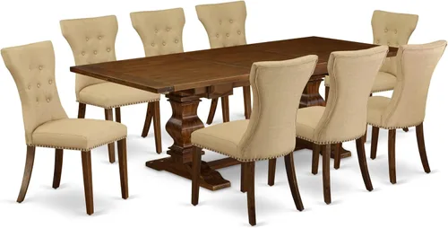 Miniatura 24 de East West Furniture LAGA11-78-03 - Juego de mesa de comedor de 11 piezas, incluye una mesa de comedor rectangular con hojas extraíbles y 10 sillas