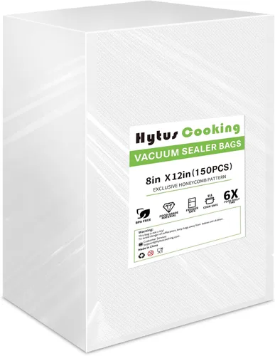 HytusCooking - Bolsas selladoras al vacío para alimentos, paquete de 150 bolsas de almacenamiento de alimentos al vacío precortadas de 8 x 12