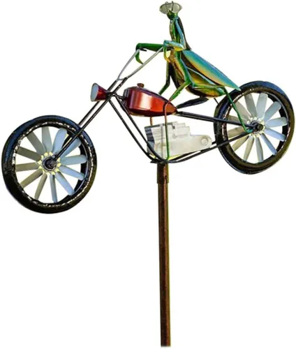 Miniatura 3 de Molinador de viento de metal para bicicleta vintage, esculturas de viento de bicicleta vintage, lindas esculturas cinéticas de animales, esculturas