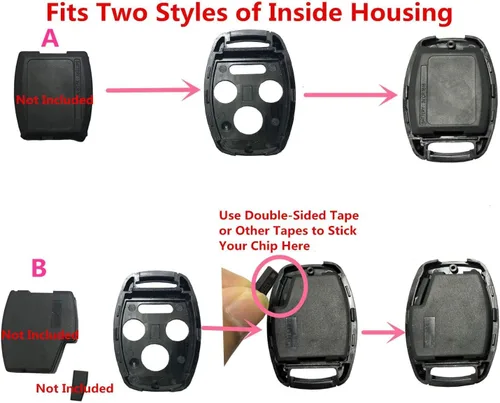 Miniatura 8 de Horande Funda de reemplazo para llavero de entrada sin llave compatible con Honda Accord 2003-2015 Civic 2005-2013 CR-V Pilot Ridgeline CR-Z Fit