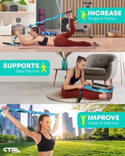 Miniatura 7 de Correa elástica con bucles, banda elástica no elástica para terapia física, correa de yoga para equipo de estiramiento, bandas elásticas