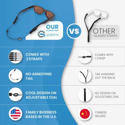 Miniatura 3 de Correa ajustable para lentes (estilo tiburón) – Correa de gafas de sol sin cola – Soporte de cuerda para gafas – Con paño de limpieza de gafas