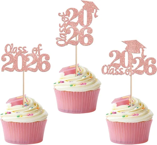 Miniatura 36 de 1 pieza de decoración para pastel de clase 2025 con purpurina, tapa de graduación 2025, decoración de pastel de felicitaciones para 2025, decoración