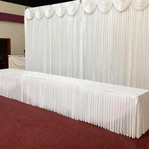 MYOYAY Cortina tipo telón de fondo blanco de seda helada de 10 x 10 pies, cortinas de fondo de escenario de boda, sin arrugas, para fiestas,