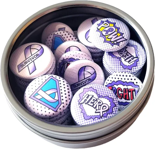 Miniatura 4 de Pasadores de concientización de superhéroe, color morado lavanda (pines de 1 pulgada, juego de 30 piezas), Mylar