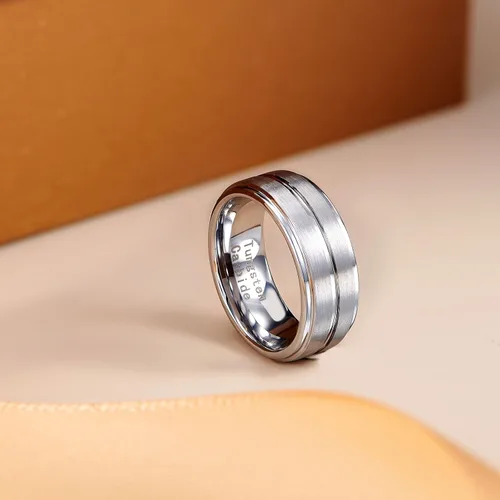 Miniatura 8 de Newshe Jewellery Juego de anillos de boda para él y ella, AAAAA, circonita cúbica para mujeres y hombres, anillos de tungsteno de plata de ley 925