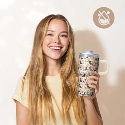 Miniatura 8 de Dachshund - Vaso de viaje aislado de acero inoxidable de 20 onzas con asa y pajilla, regalo para mujer, para el Día de la Madre, a prueba de fugas