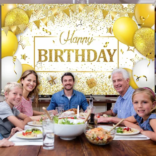 Miniatura 4 de Tatuo Decoraciones de Feliz Cumpleaños Telón de Fondo Pancarta, Cartel de Fondo de Cumpleaños con Purpurina, Suministros de Fiesta, Fondo de Fotos