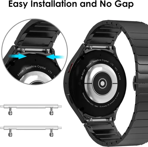 Miniatura 3 de NewWays for Samsung Galaxy Watch Gapless Bands 7 6 5 4 40mm 44mm 5Pro 45mm, No Gap Strap Stainless Steel Classy Elegant Military Rugged Metal Link