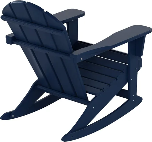 Miniatura 180 de WestinTrends Silla mecedora Malibu de poliéster para exterior/patio Adirondack, Negra