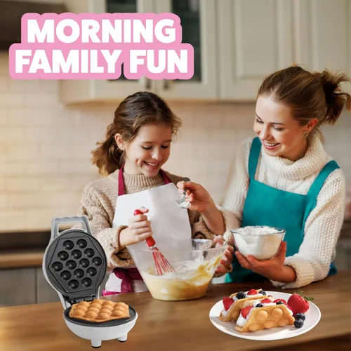 Miniatura 4 de Mini waflera de burbujas, diversión para el desayuno con diseño de huevo de Hong Kong, plancha individual de 4 pulgadas, panadero eléctrico