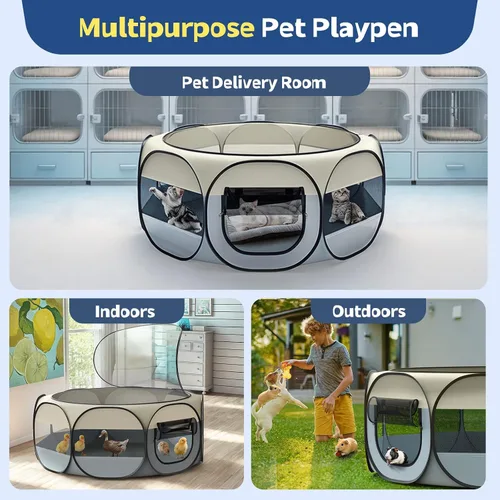 Miniatura 7 de VavoPaw Corralito para Animales Pequeños, Caja de Crianza de Pollos con Tapa Superior, Carpa de Jaula Portátil para Ejercicio al Aire Libre