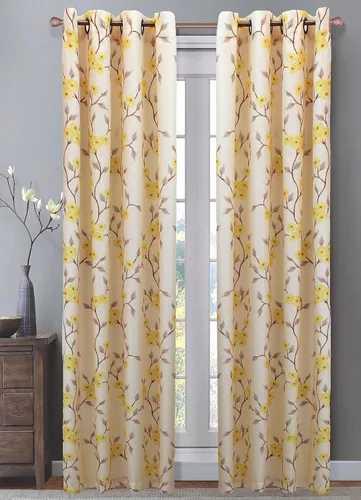 Cortina de ventana impresa de lujo con 8 ojales de color bronce, 54 "x 84" Jennifer (dorado)