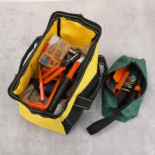 Miniatura 5 de Sanwuta 9 bolsas de herramientas para hombres, 3 bolsas de herramientas de boca ancha resistentes y 6 bolsas pequeñas impermeables