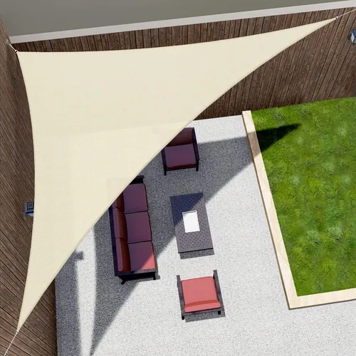 Miniatura 8 de Toldo triangular derecho, color beige, 8 x 13 x 15 pies, tela permeable al aire, toldo resistente para patio, jardín, al aire libre