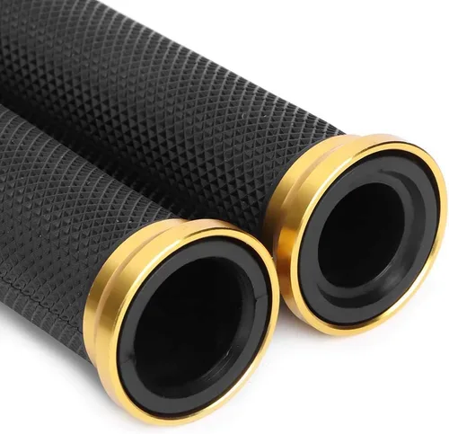 Miniatura 7 de Empuñaduras de manillar de motocicleta, empuñaduras de goma con extremo de aluminio, universales para barra de mango de 7/8 "(22 mm) (dorado)