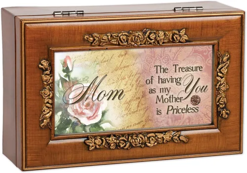 Miniatura 2 de Cottage Garden Caja de música pequeña rosa en relieve con grano de madera para madre invaluable reproduce el viento debajo de mis alas