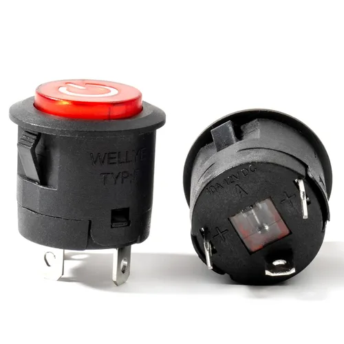 Miniatura 5 de WEELYE - 2 piezas de automóvil de parachoques de 6 V 12 V con botón de encendido circular rojo, interruptor de arranque eléctrico para niños, piezas