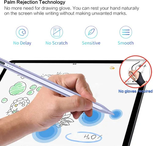 Miniatura 4 de Lápiz óptico para Apple iPad 2018-2025, Apple Pen de carga rápida de 10 minutos, lápiz Apple para iPad 11/10/9/8/7/6ª generación, accesorios Púrpura