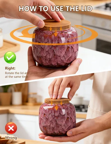 Miniatura 15 de Tarros de almacenamiento de cerámica, exquisitos tarros de alimentos con esmalte para almacenamiento de especias de cocina, tarros para té, tarros