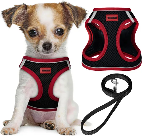 Miniatura 33 de YIMEIS Juego de arnés y correa para perro, arnés de malla suave sin tirones, chaleco reflectante ajustable para cachorros para perros pequeños