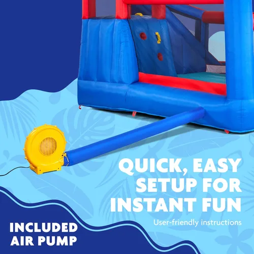 Miniatura 5 de Sunny & Fun Big Time Bounce-A-Round - Parque inflable de tobogán acuático – Resistente para diversión al aire libre – Pared de escalada, tobogán