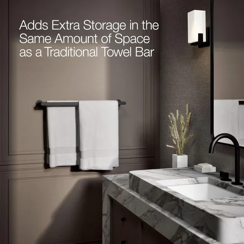 Miniatura 4 de Kohler 73144-BL Composed® Toallero doble de 24 pulgadas, negro mate