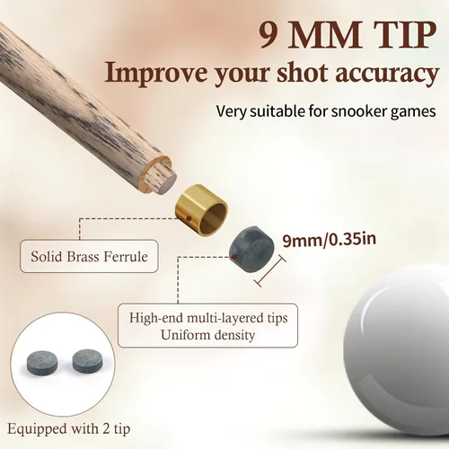 Miniatura 3 de Kmise 57 inch Pool Cue, 19oz Cue Stick with 9.5mm Professional Tip, Handcraft, Made of Chacate Preto Wood, Bar or House Use for Men or Women, Pool