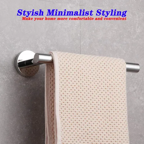 Miniatura 3 de GERZ Barra de Toalla de 9 Pulgadas para Baño de Acero Inoxidable, Soporte de Toalla de Baño de Estilo Contemporáneo, Montaje en Pared, Acabado